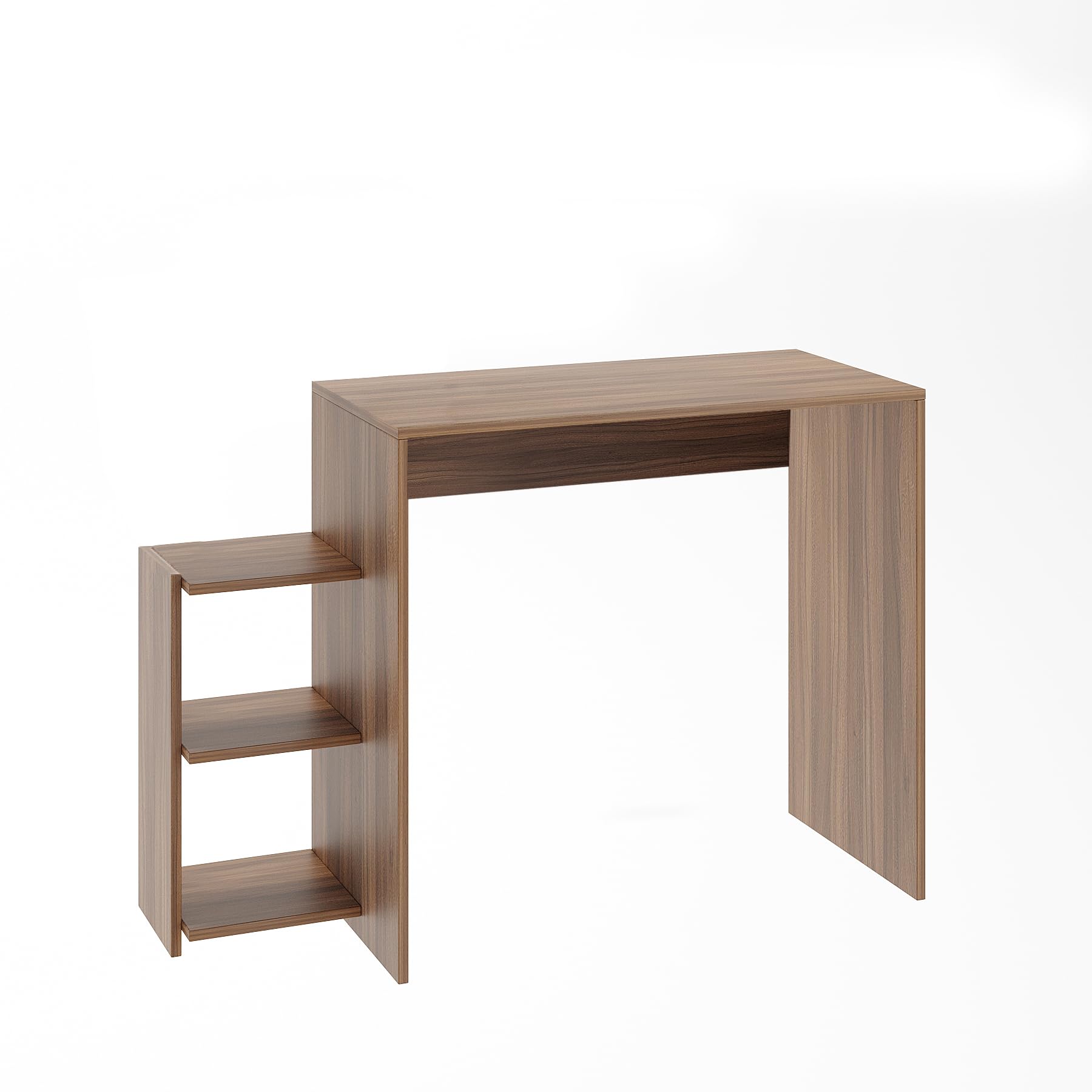 Austin Engineered Wood Study Table with Side Storage Shelves (Exotic Teak) - right_view