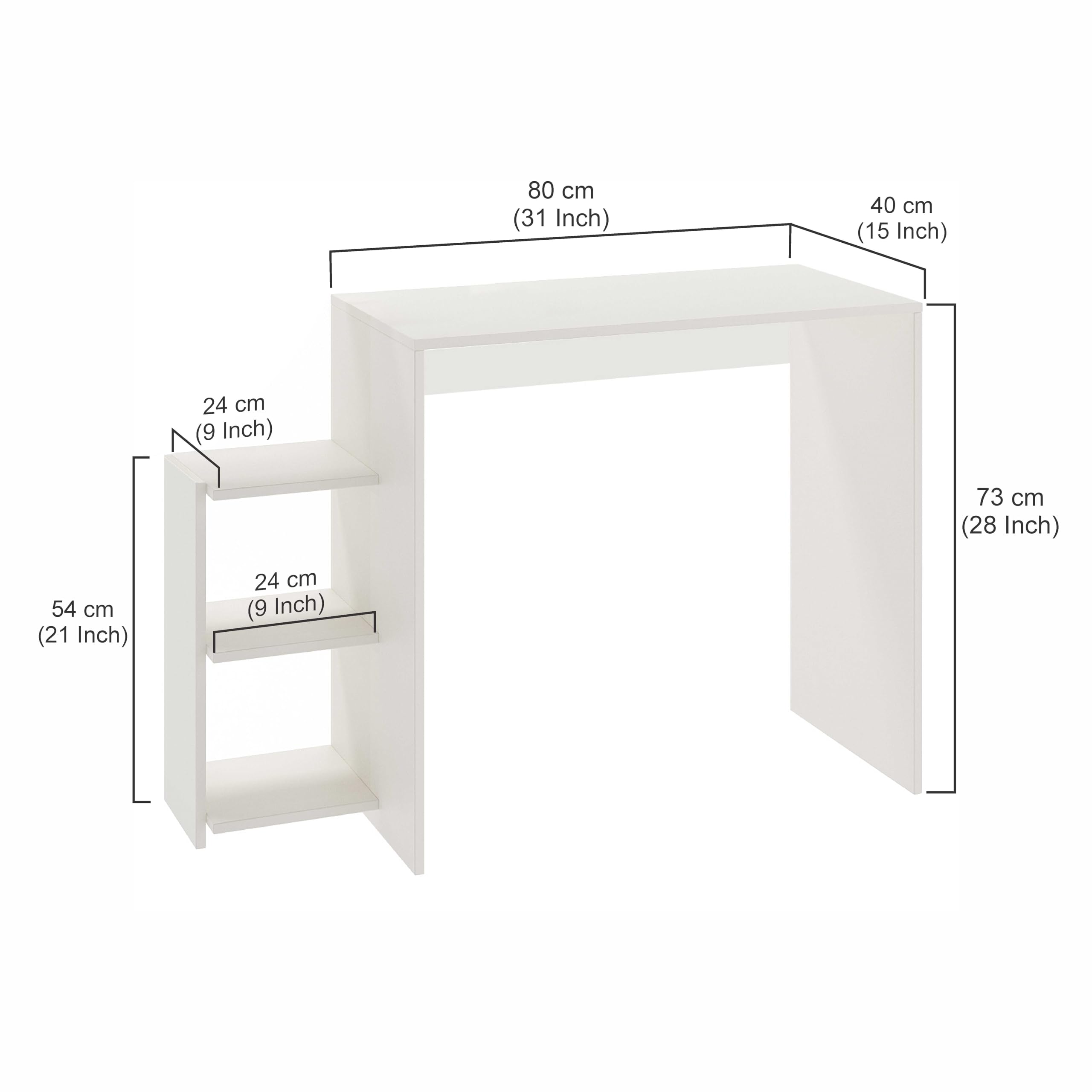 Austin Engineered Wood Study Table with Side Storage Shelves (Exotic Teak & White) - rear_view
