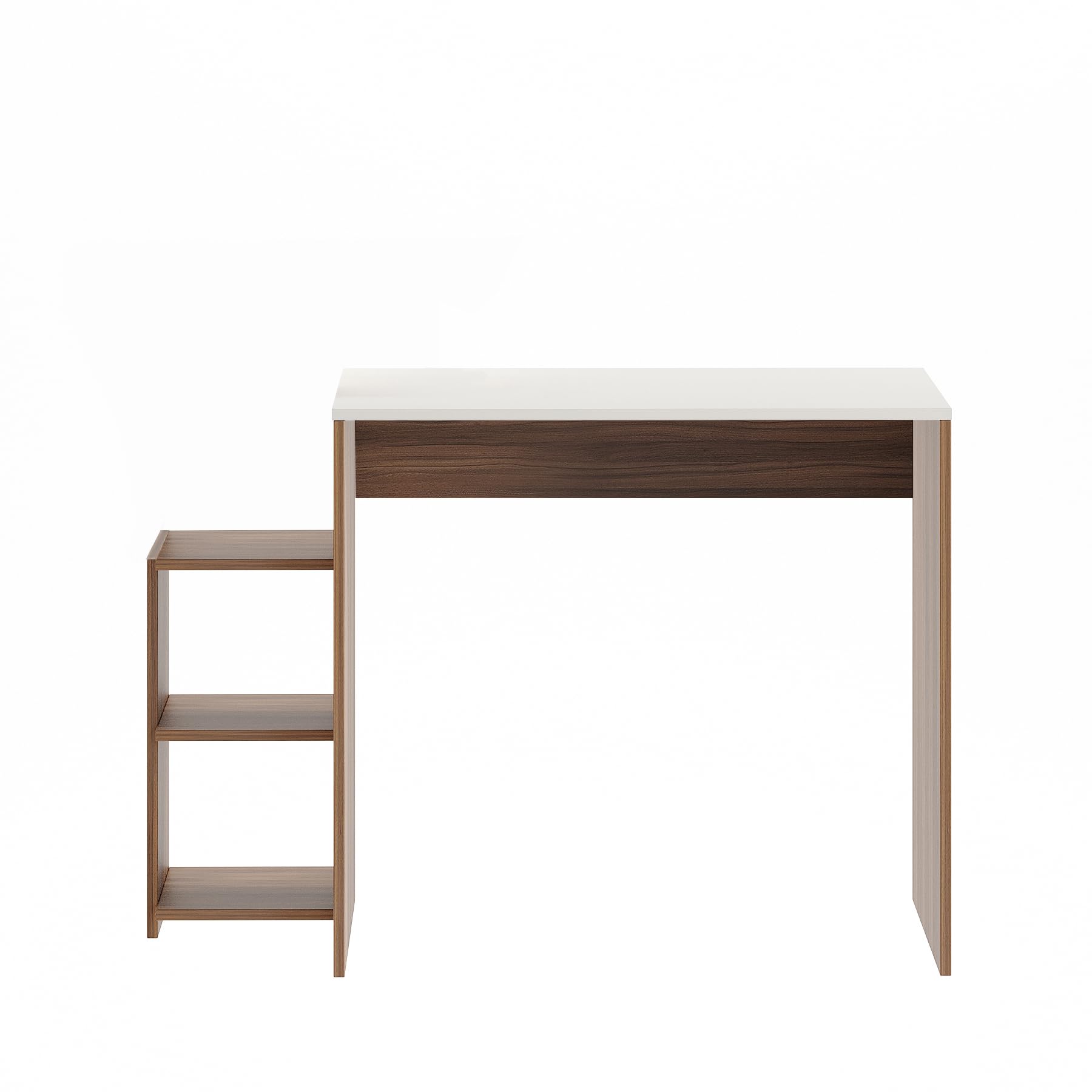 Austin Engineered Wood Study Table with Side Storage Shelves (Exotic Teak & White) - right_view