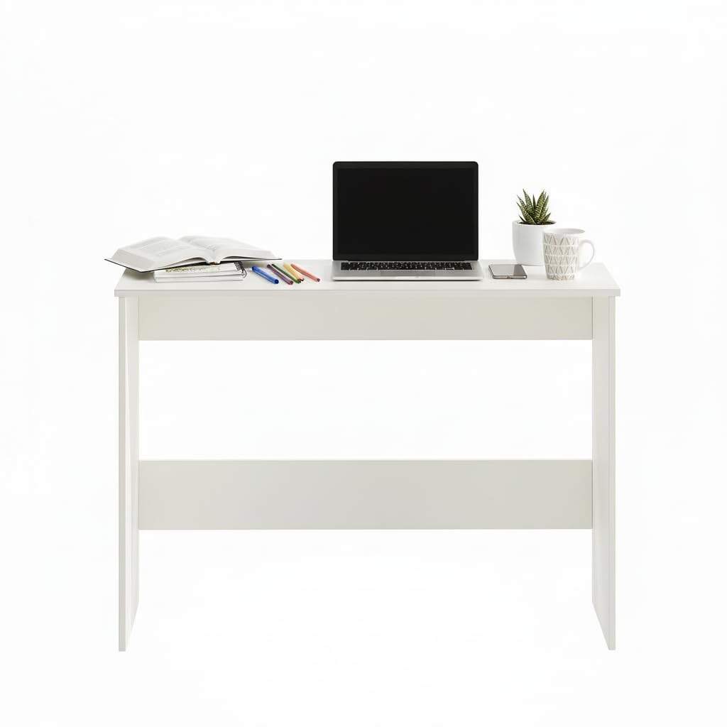 Boris Modern Engineered Wood Study Table (White) - rear_view