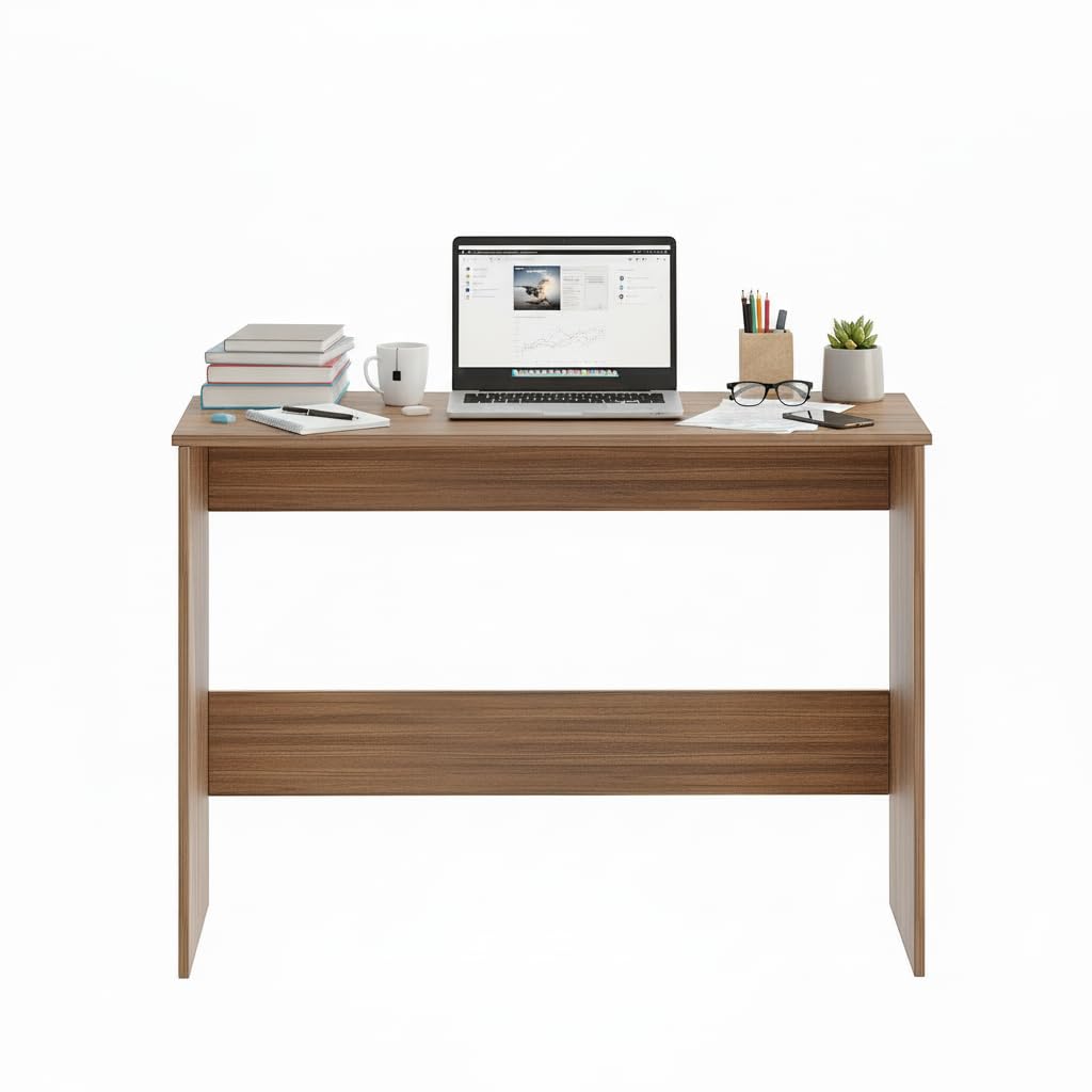 Boris Modern Engineered Wood Study Table (Exotic Teak) - rear_view
