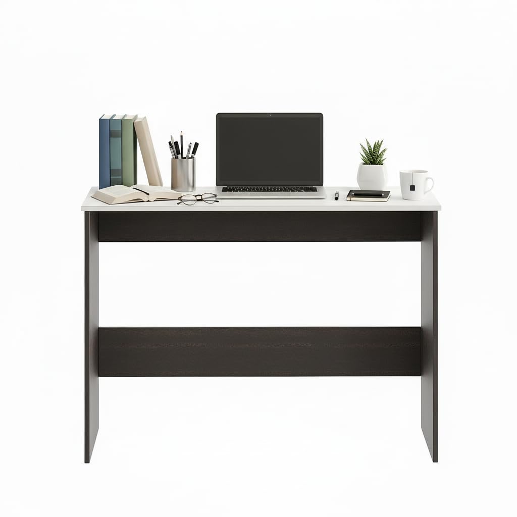 Boris Modern Engineered Wood Study Table | Wenge & White - front_view