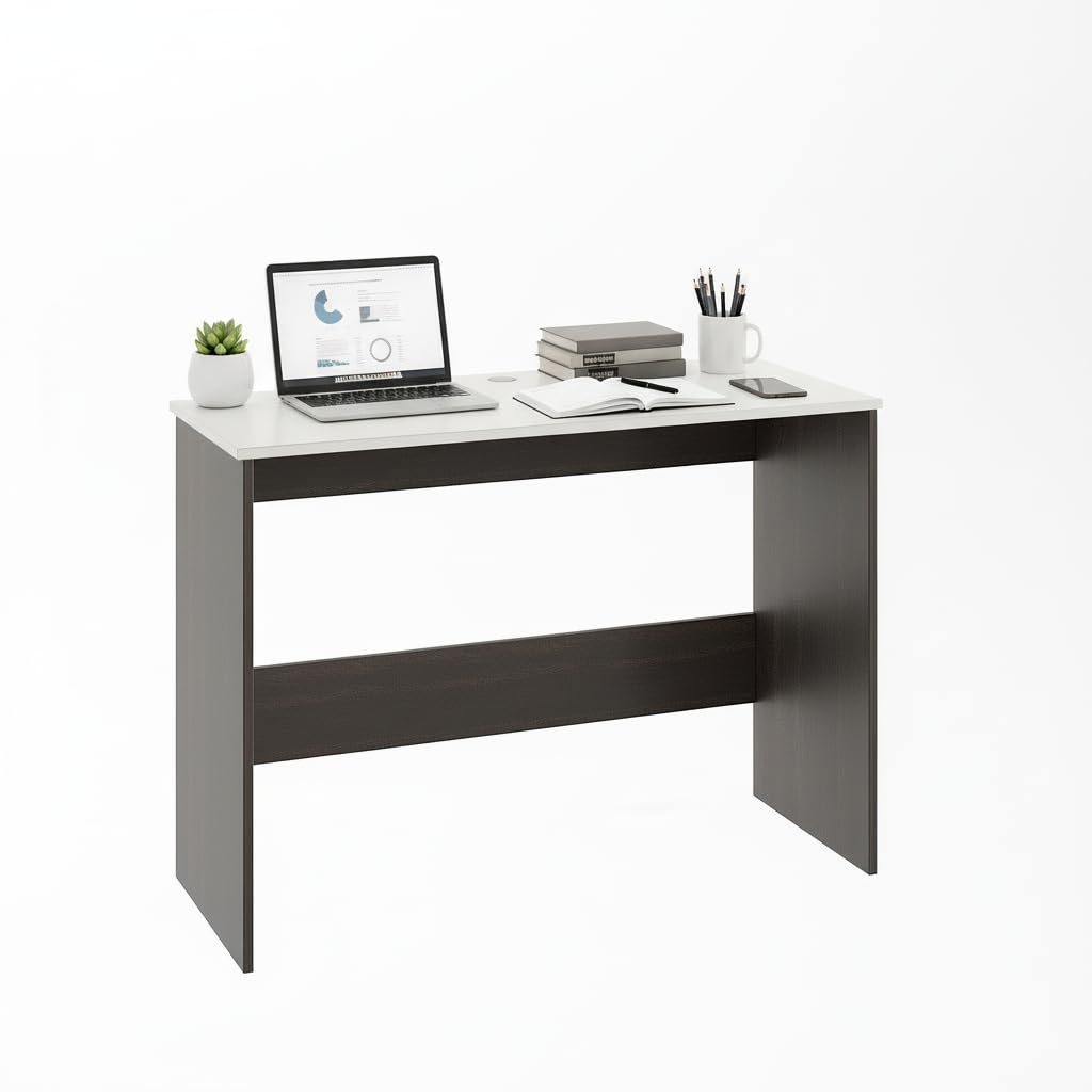 Boris Modern Engineered Wood Study Table | Wenge & White - top_view