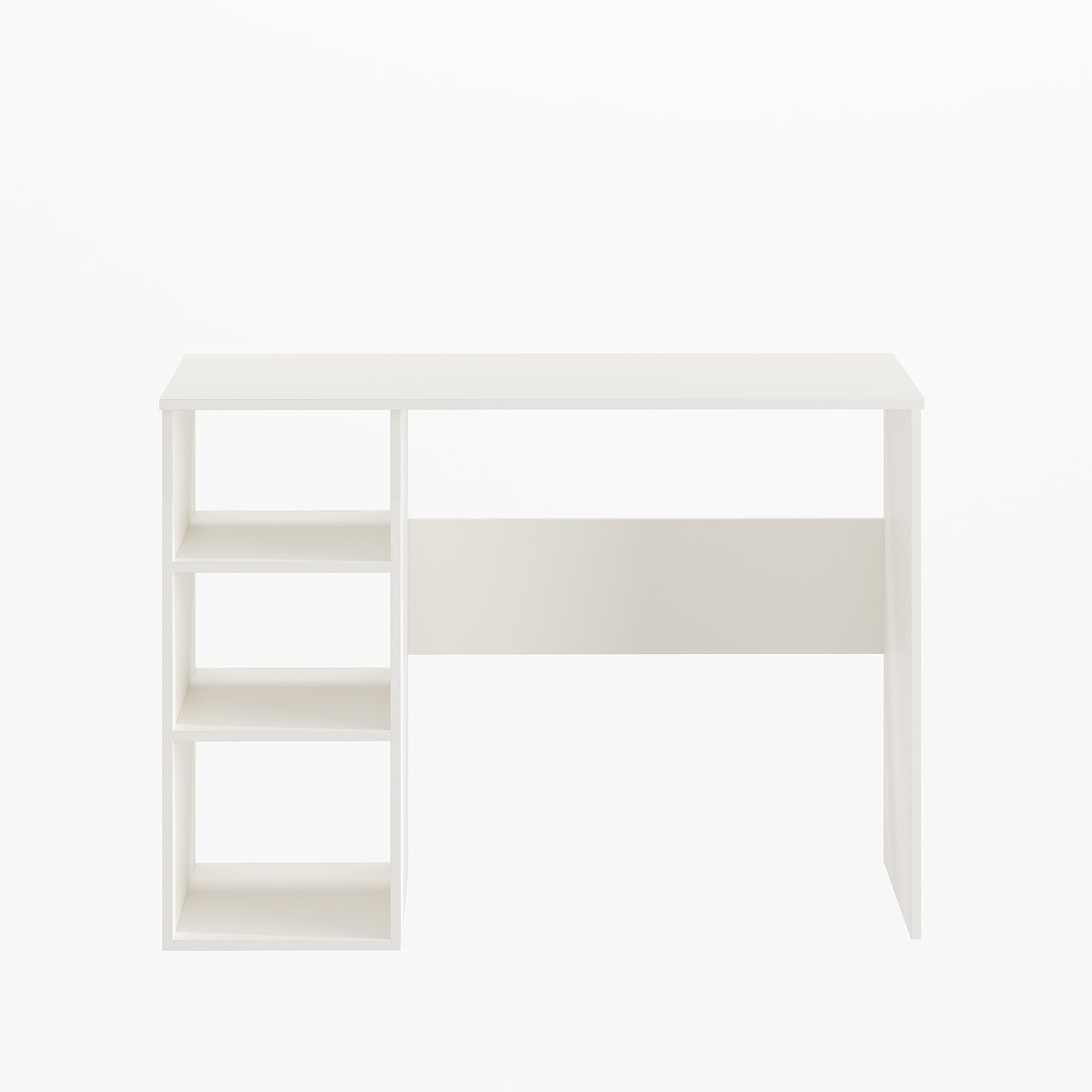 Carren Engineered Wood Study Table with 3 Storage Shelves | White Finish - right_view