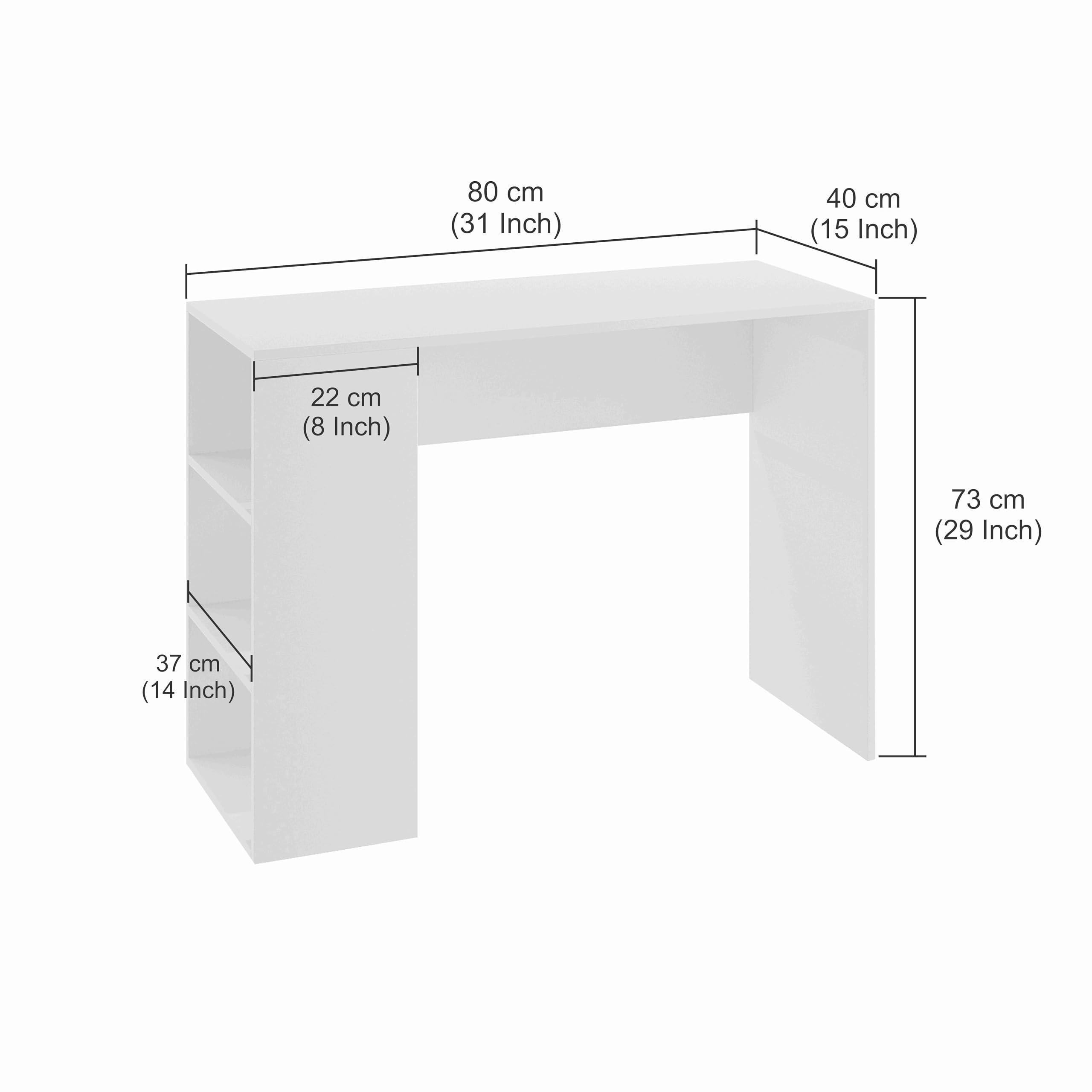 Lexus Compact Engineered Wood Study Table with Side Storage Shelves (Wenge & White) - rear_view