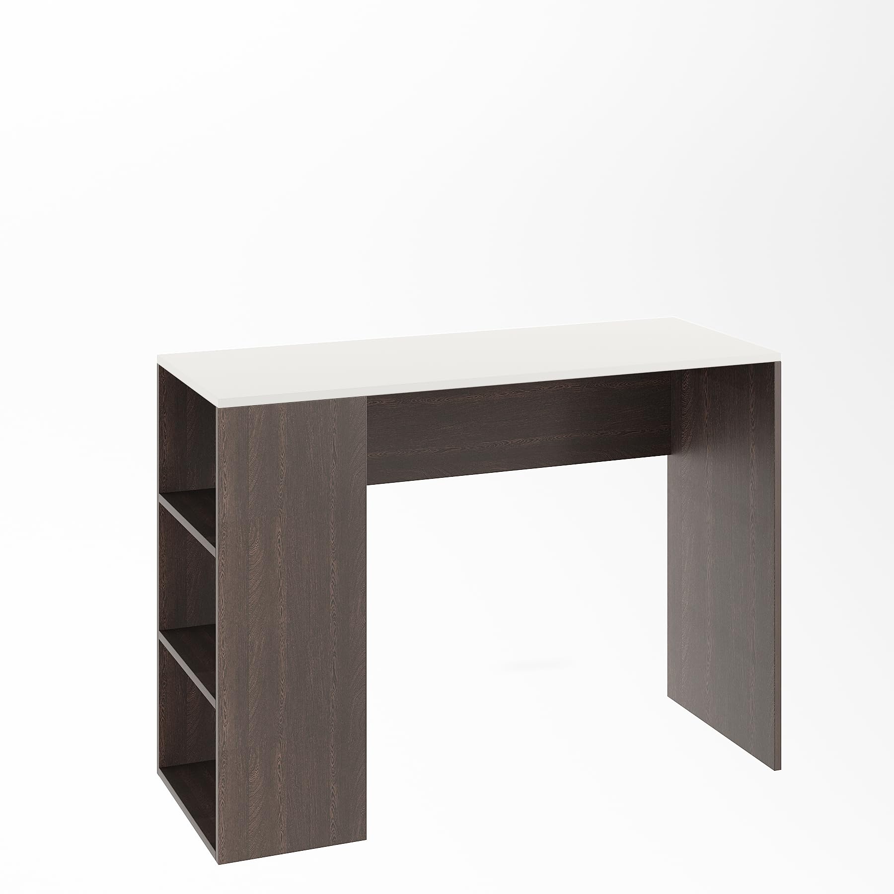 Lexus Compact Engineered Wood Study Table with Side Storage Shelves (Wenge & White) - right_view