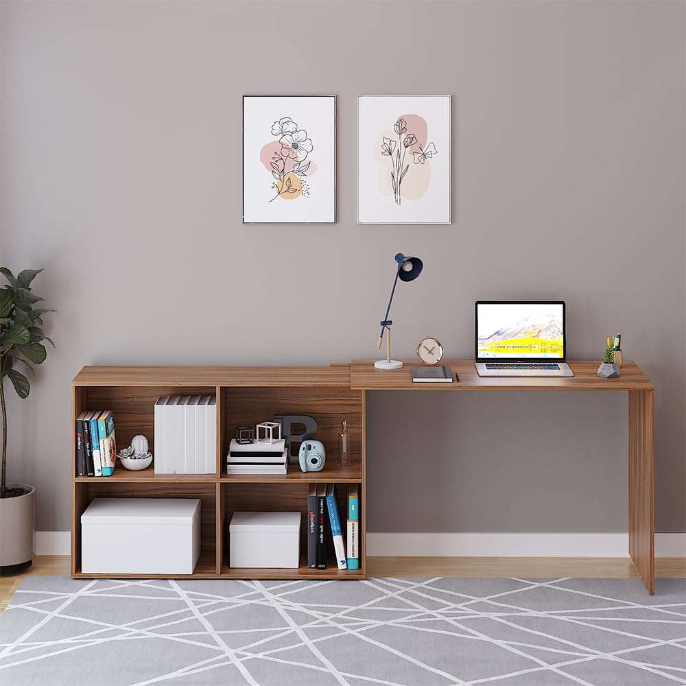 Maggen Engineered Wood Study Table With Storage, Large (Exotic Teak) - top_view