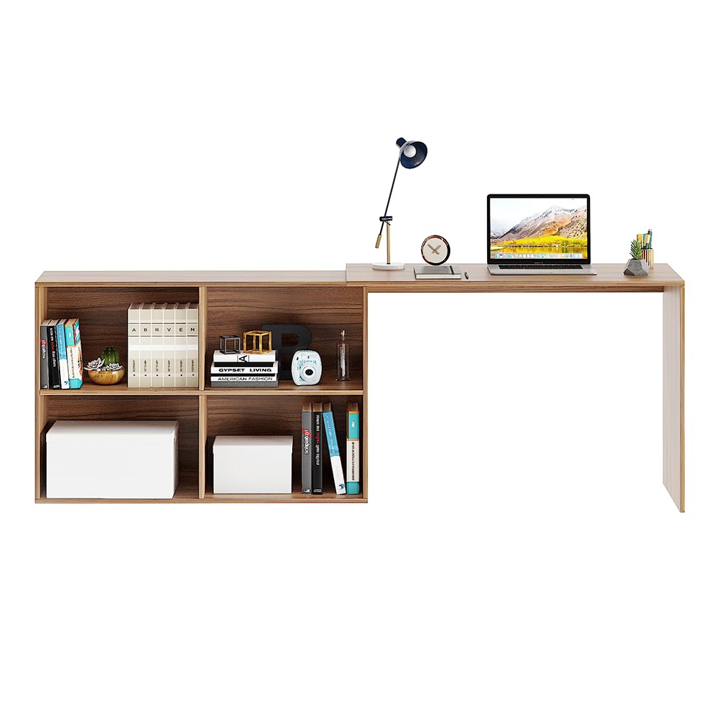 Maggen Engineered Wood Study Table With Storage, Large (Exotic Teak) - right_view