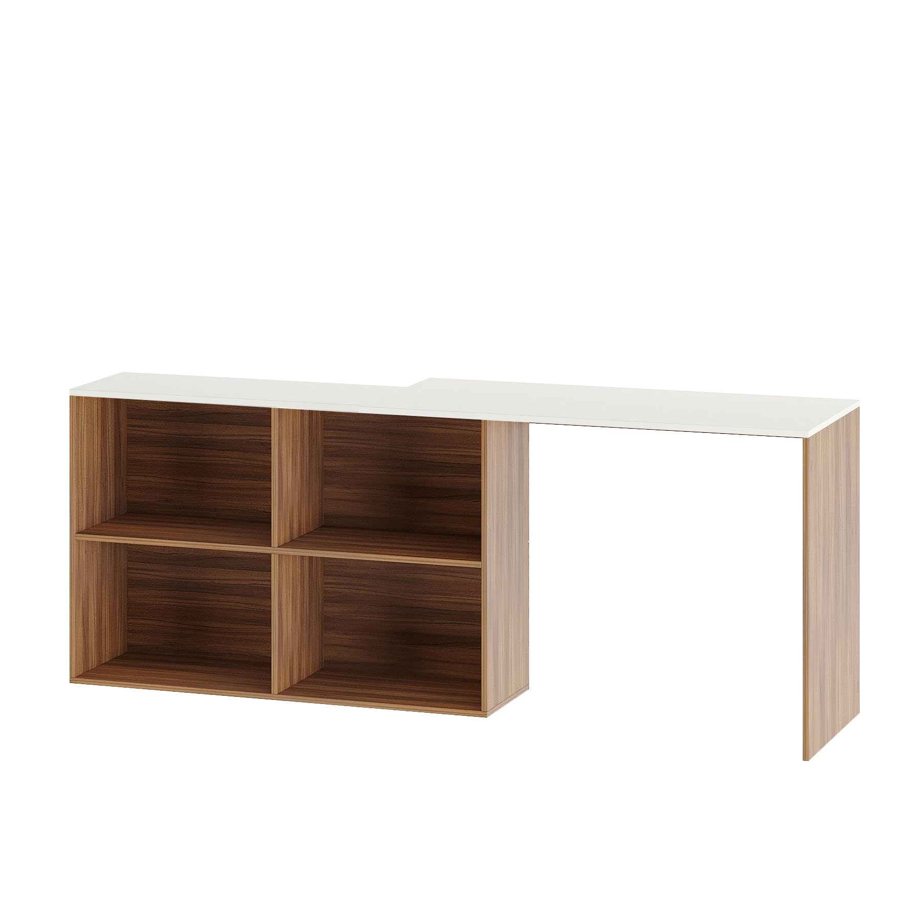 Maggen Engineered Wood Study Table With Storage, Large (Exotic Teak & White) - right_view