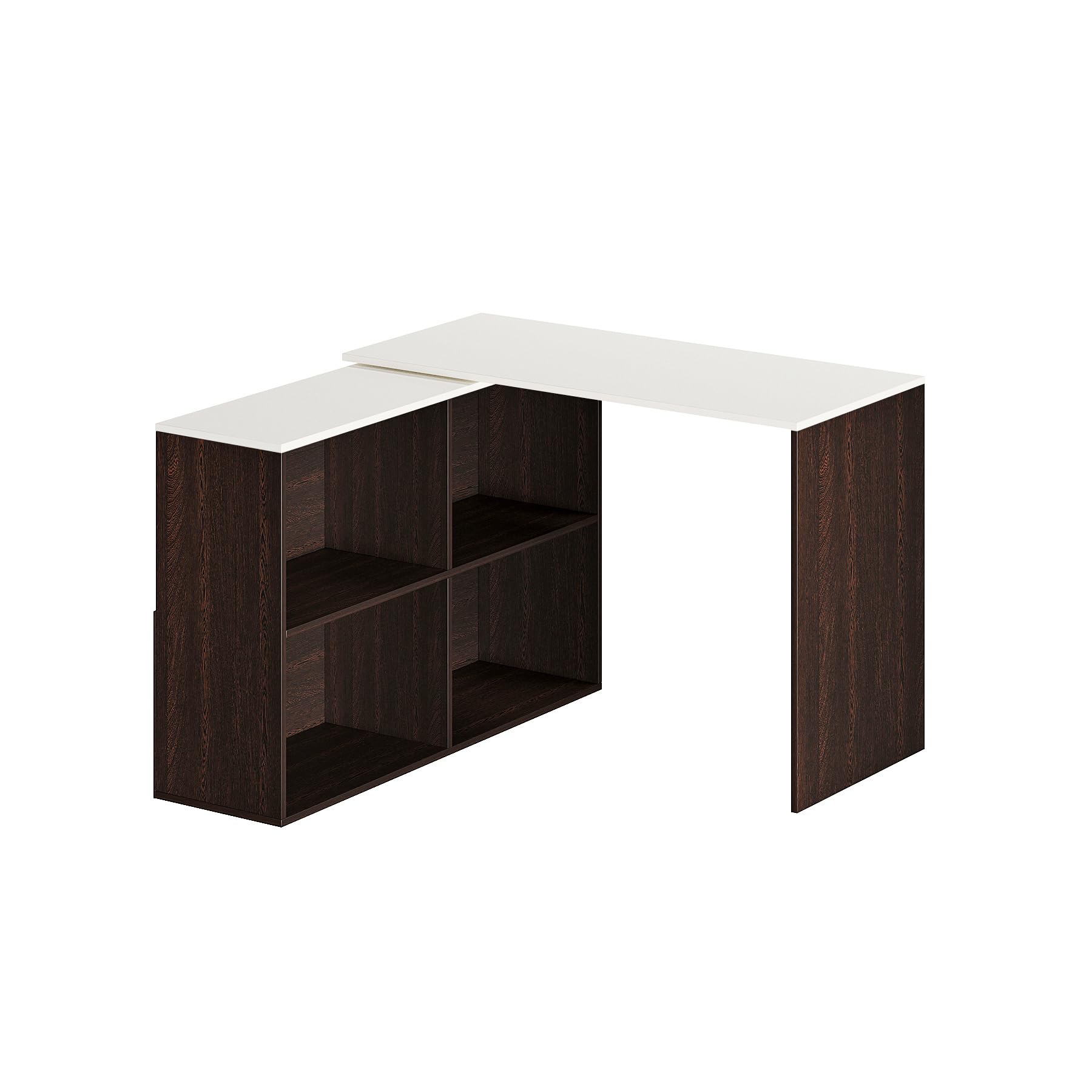 Maggen L-Shaped Corner Engineered Wood Rotatable Study Table (Wenge & White) - left_view