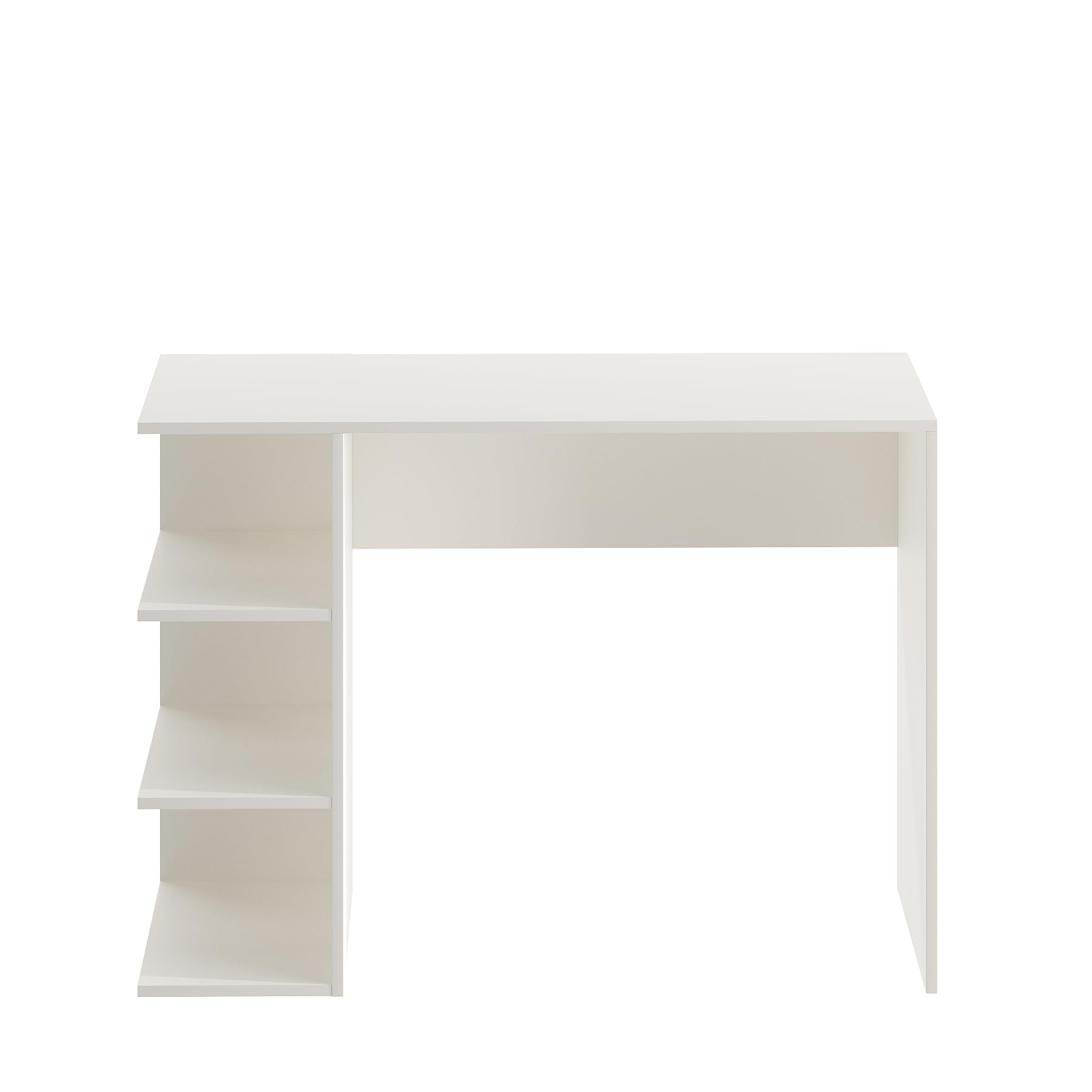 Qualish Study Table with Under Desk Storage Shelf (White) - right_view