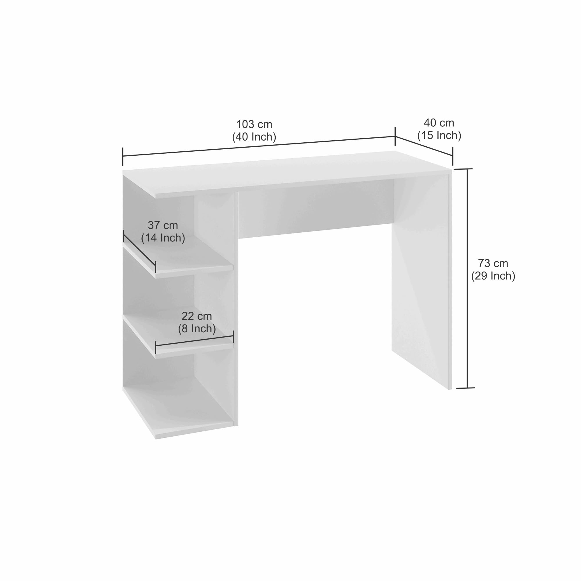 Qualish Engineered Wood Study Desk with Open Side Shelves (Exotic Teak) - rear_view