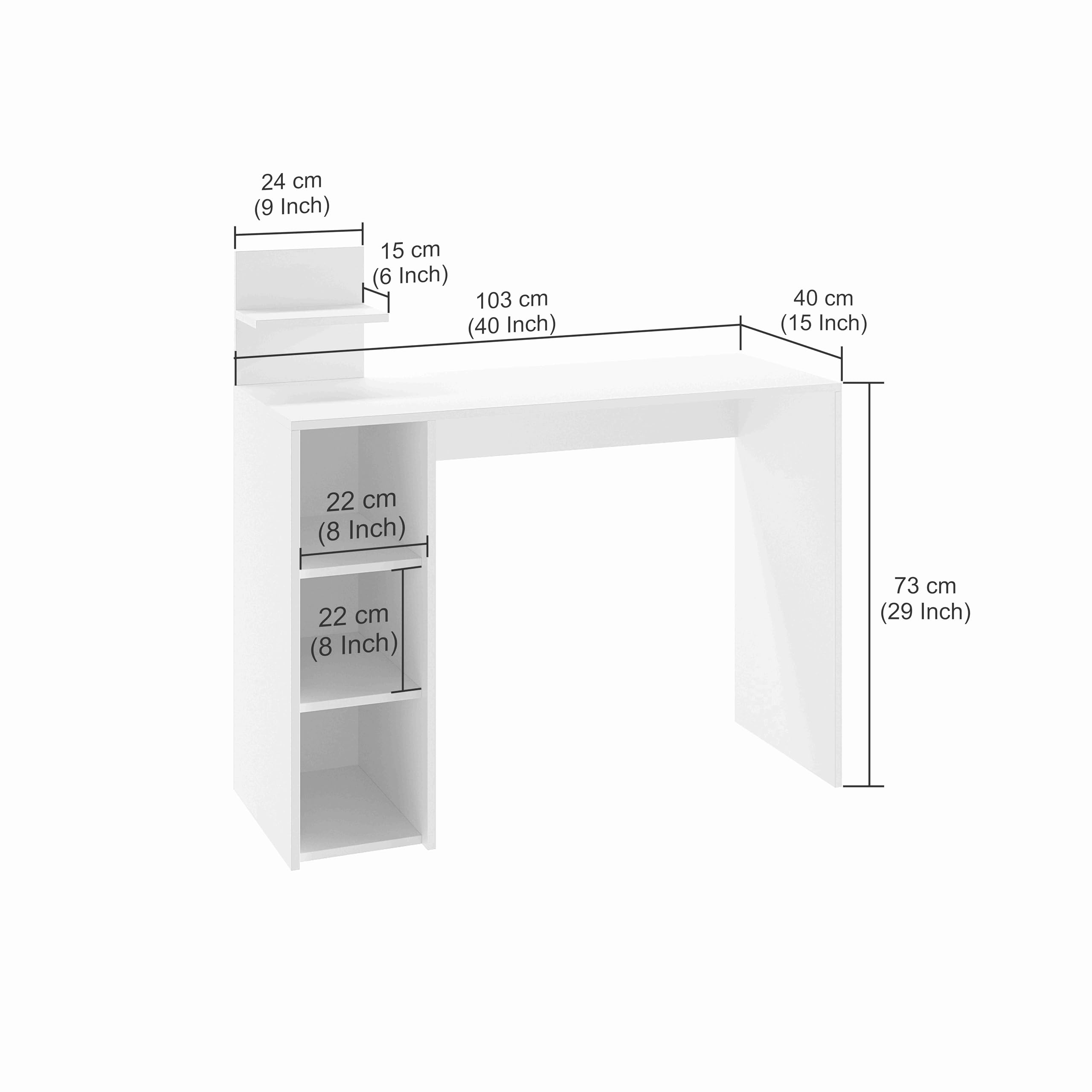 Sion Compact Engineered Wood Study Table with Side Storage Shelves (Exotic Teak & White) - rear_view