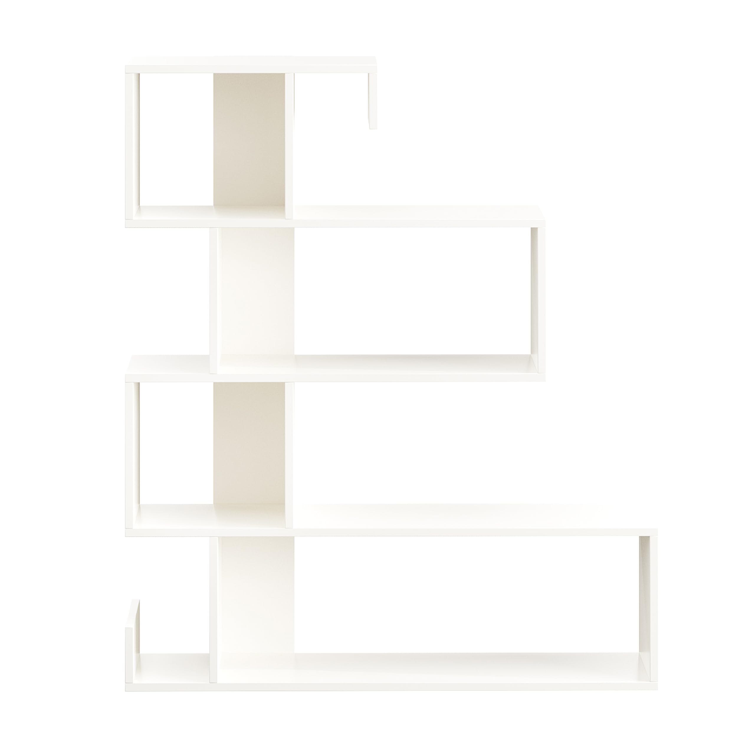 Allesia Modern Zig-Zag Wooden Bookshelf | Engineered Wood Display Rack (White) - right_view