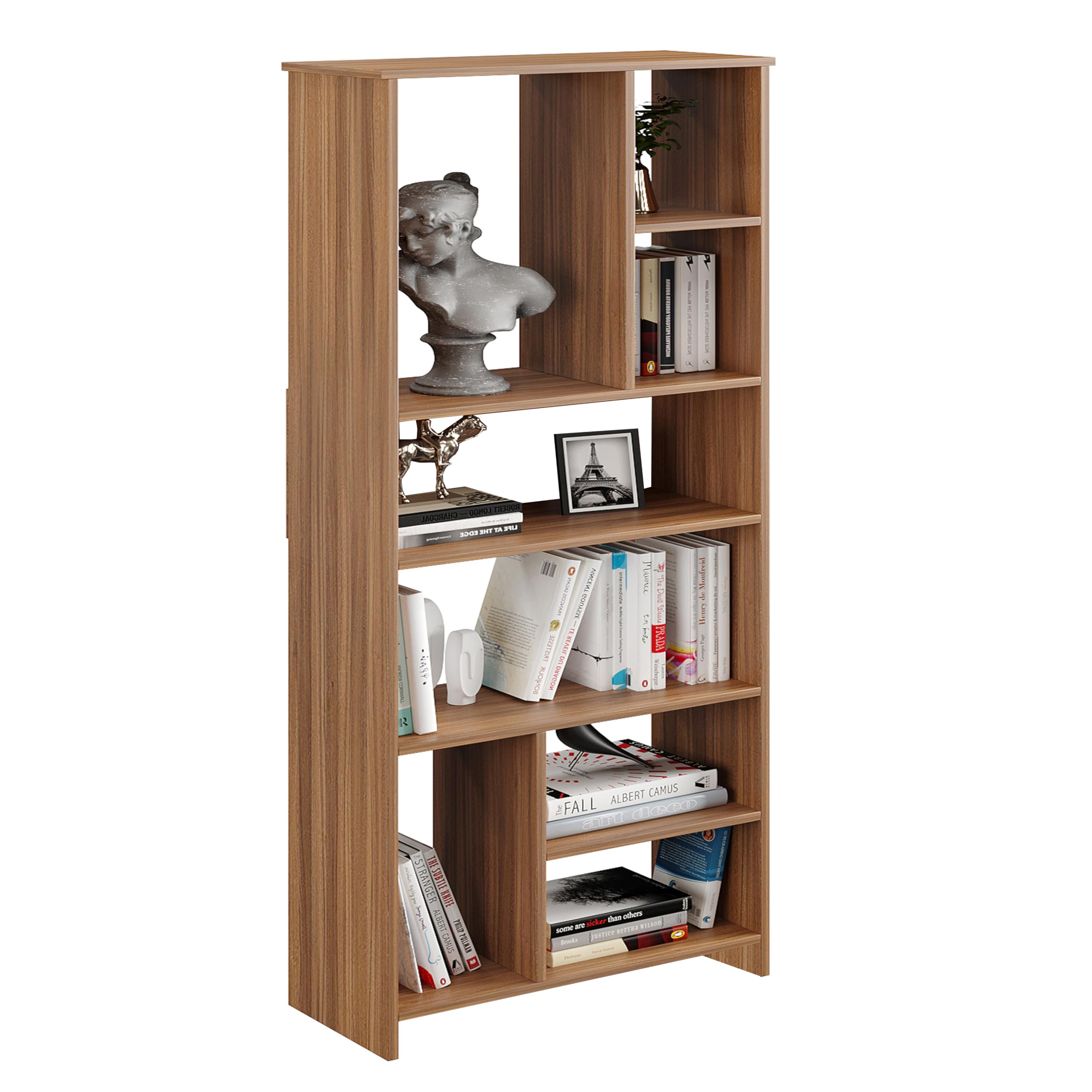 Arvin Wooden Bookshelf with 6 Shelves | Engineered Wood Book Cabinet Storage Rack for Living Room (Exotic Teak) - right_view
