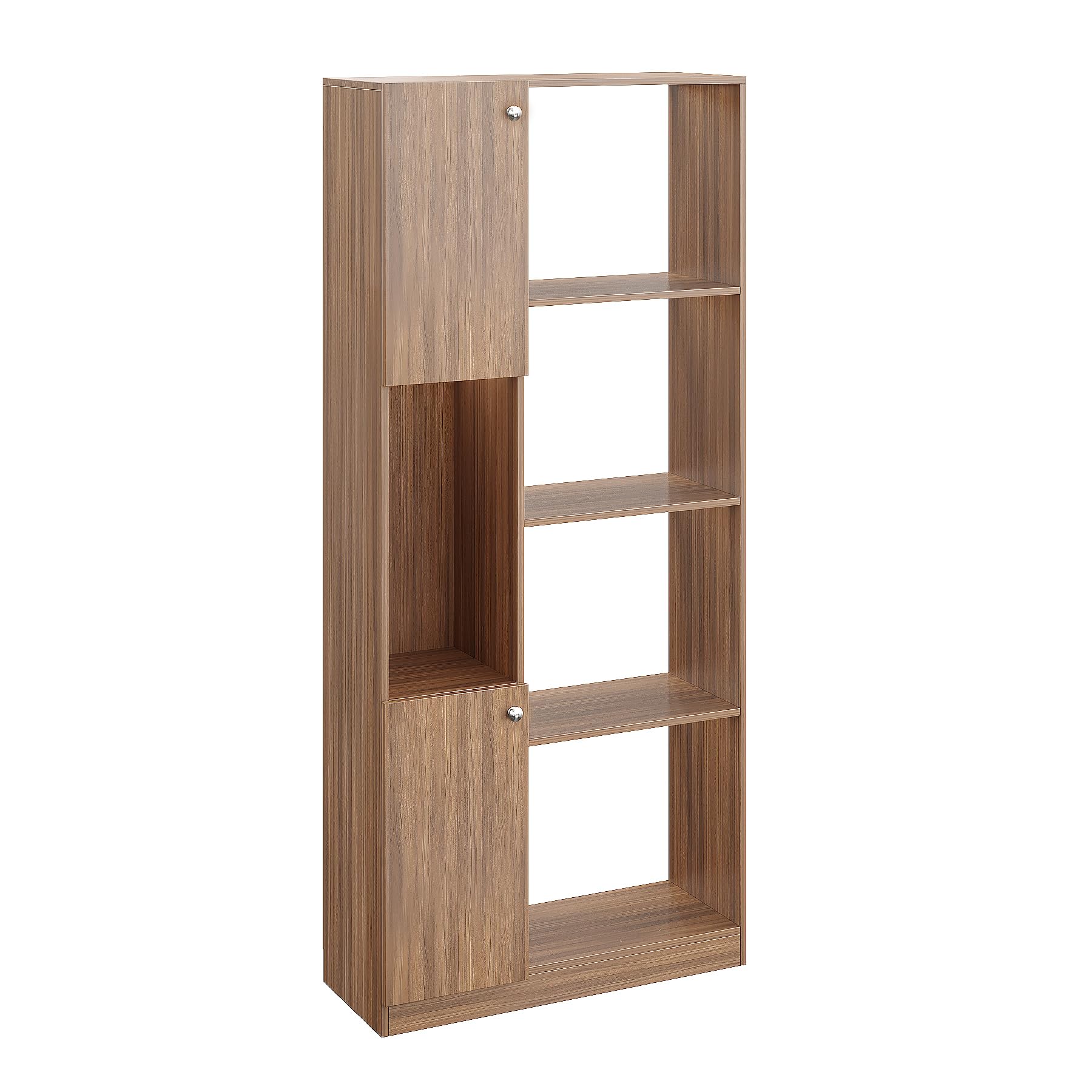 Bookaura Wooden Bookshelf with Doors, Multipurpose Bookcase Storage Organizer for Living Room (Exotic Teak) - right_view