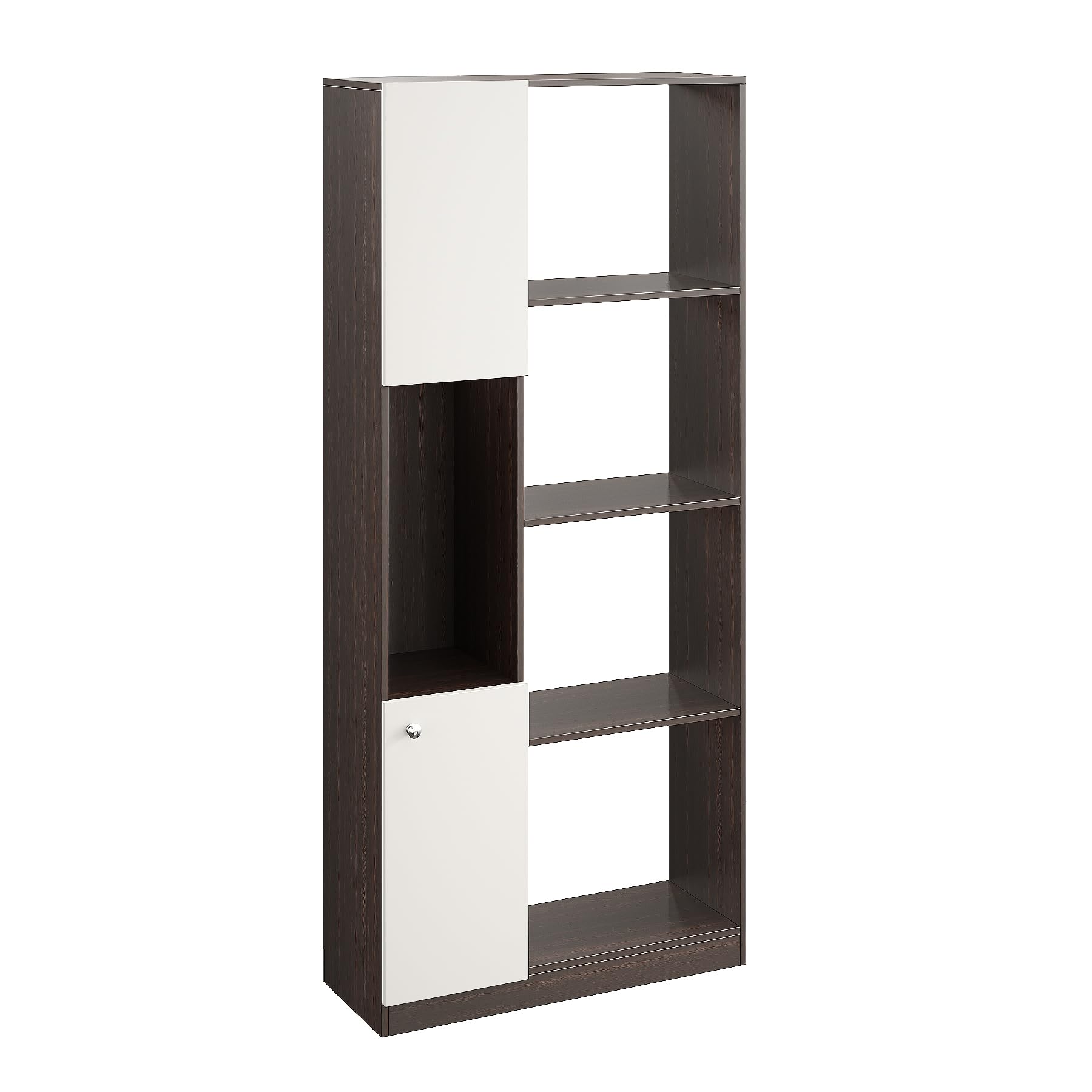 Bookaura Wooden Bookshelf with Doors, Multipurpose Bookcase Storage Organizer for Living Room (Wenge & White) - right_view