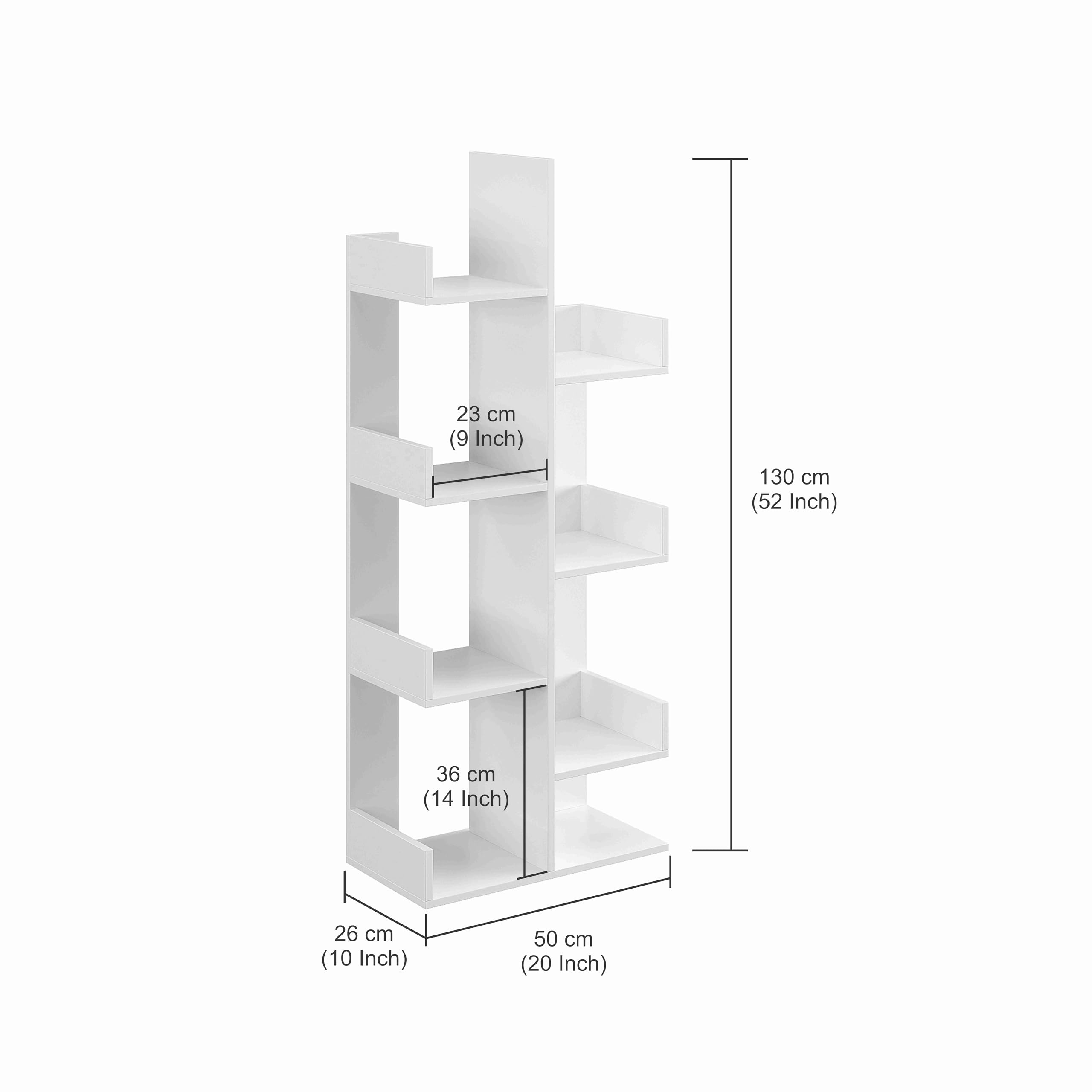 Barret Wooden Open Book Shelf DIY Storage Display Rack with Solid Finish Showcase Stand (Exotic Teak) - rear_view