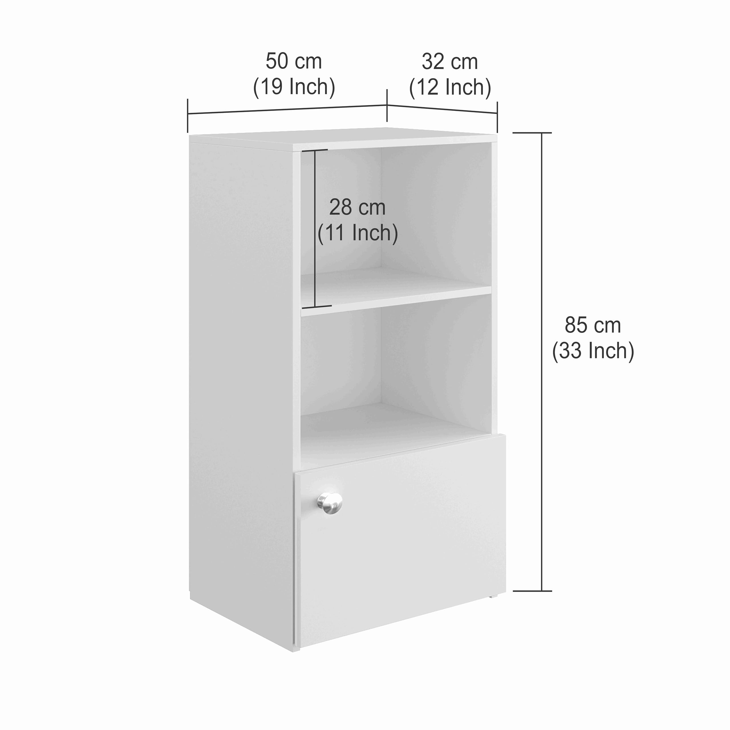 Vivid Wooden Bookshelf Cabinet with Door & Open Shelves | Engineered Wood (Exotic Teak & White) - rear_view