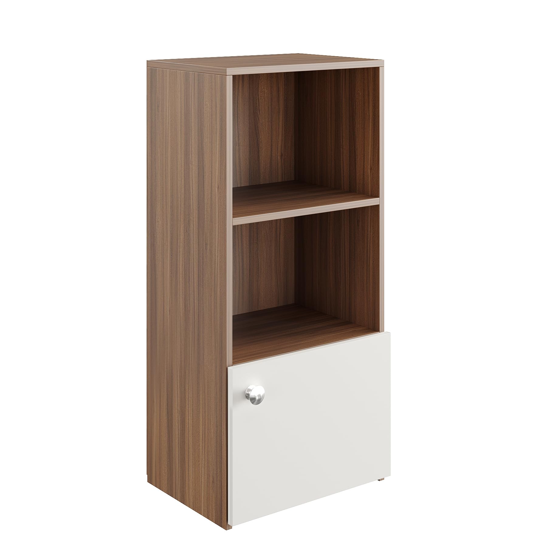 Vivid Wooden Bookshelf Cabinet with Door & Open Shelves | Engineered Wood (Exotic Teak & White) - right_view