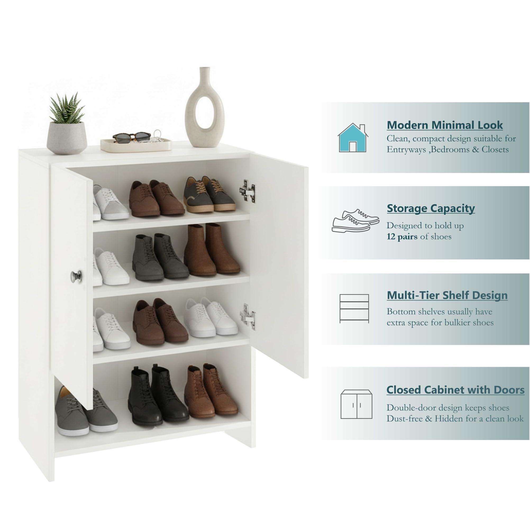 Arbor  Engineered Wood Shoe Rack (White) DIY - front_view