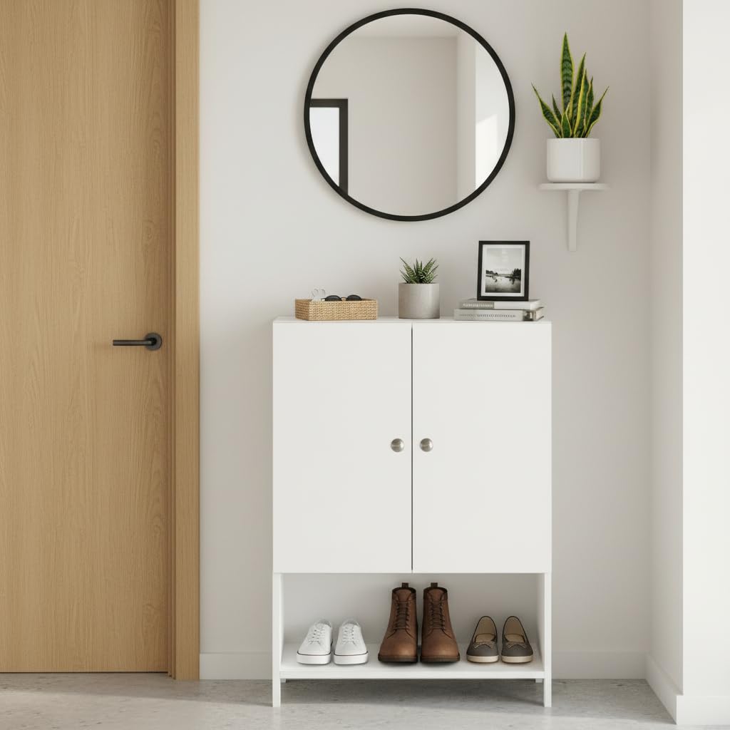 Arbor  Engineered Wood Shoe Rack (White) DIY - left_view