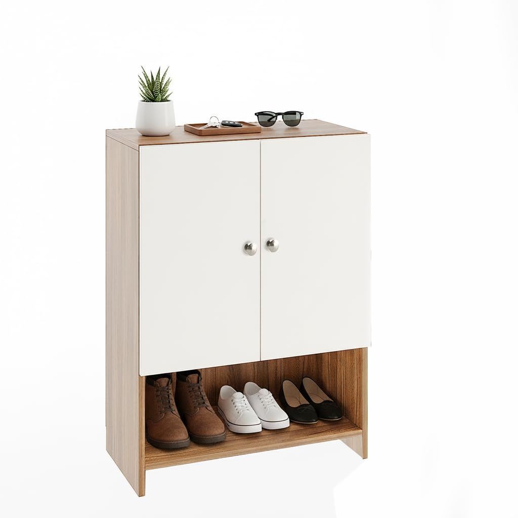 Arbor Wooden Engineered Wood Shoe Rack (Exotic Teak & White) - right_view