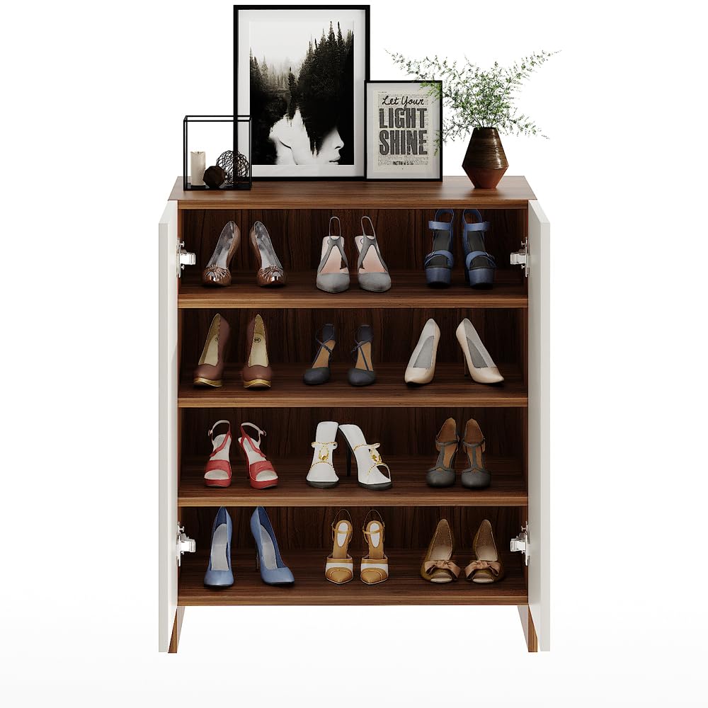 Camron Engineered Wood Shoe Storage Organizer with 4 Shelves (White) - left_view