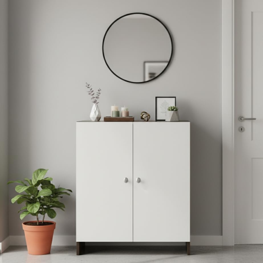 Camron Engineered Wood 2 Doors Shoe Rack Cabinet | Stores Up to 12 Pairs (Wenge) - front_view