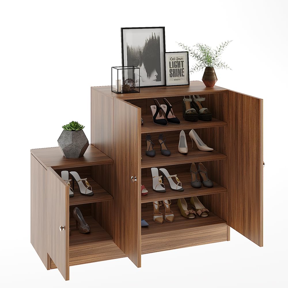 Embliss Wooden Shoe Rack with 6 Shelves, Store Up to 16 Pairs (Exotic Teak) - left_view