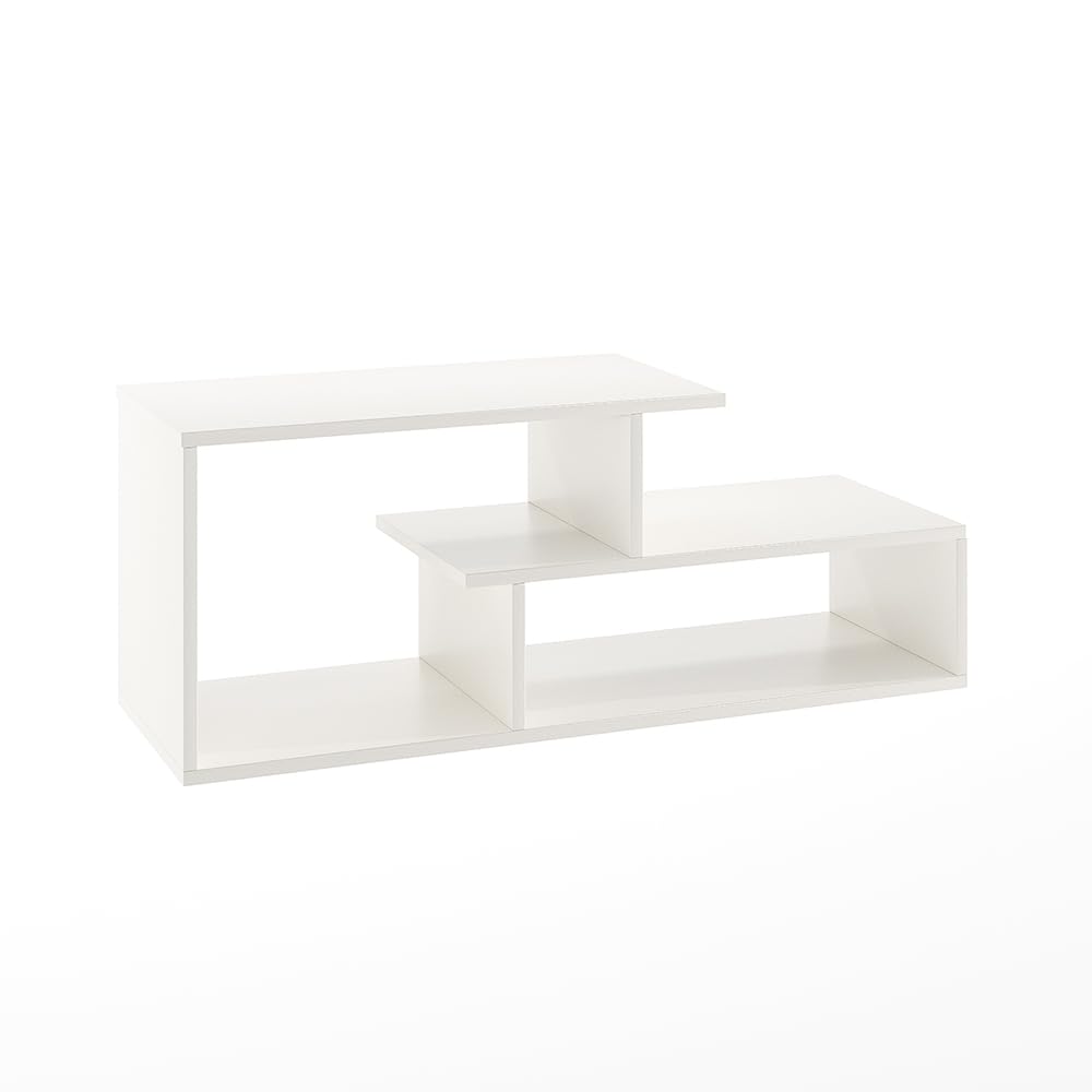 Acura Modern Engineered Wood Center Table with Open Storage Shelves (White) - right_view