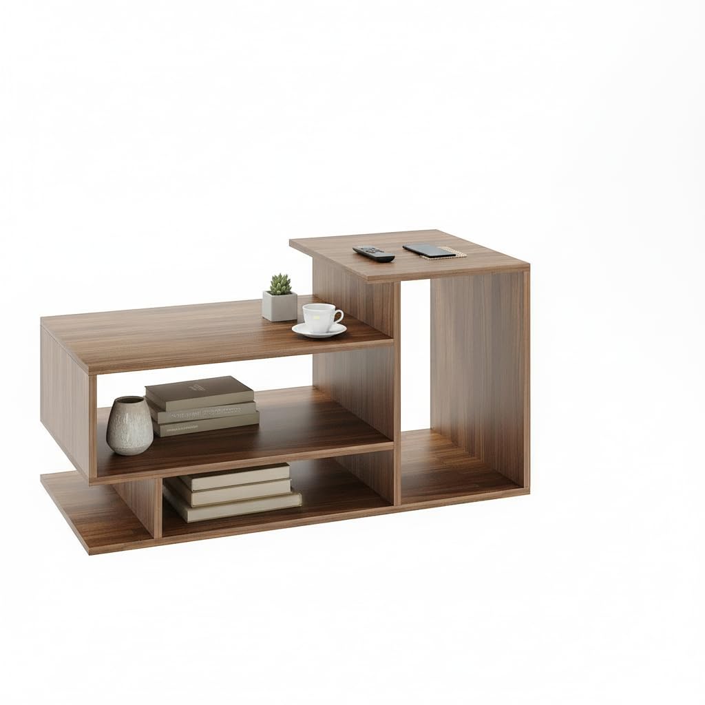 Afaria Modern Engineered Wood Center Table with Storage Shelves (Exotic Teak) - front_view