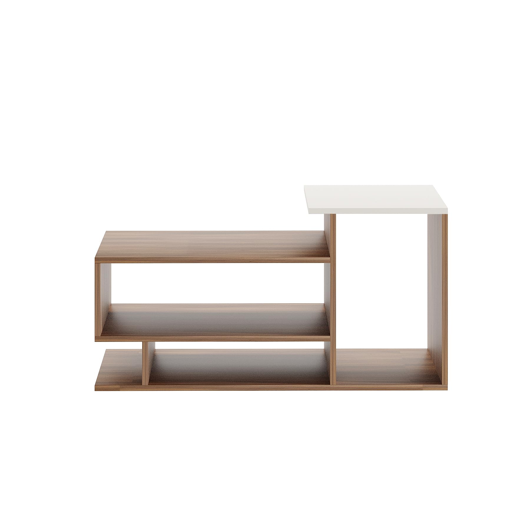 Afaria Modern Engineered Wood Center Table with Storage Shelves (Exotic Teak & White) - right_view