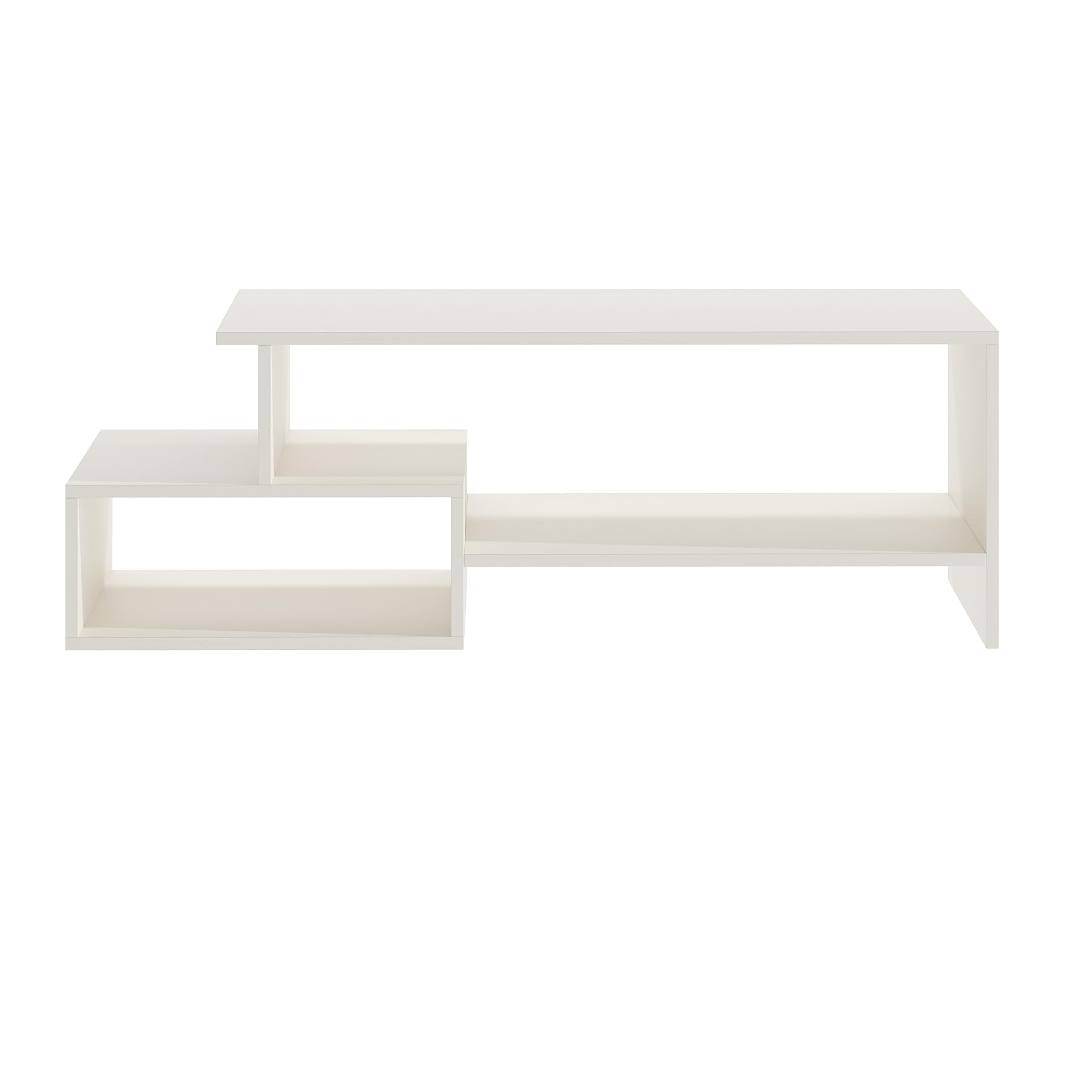 Allium Wooden Center Table with Storage and Open Rack (White) - right_view