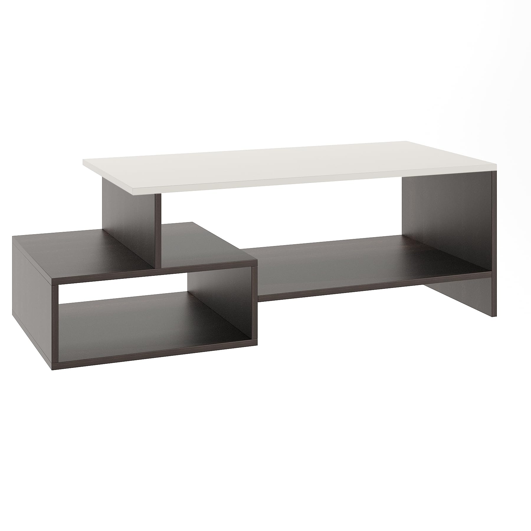 Allium Wooden Coffee Table with Storage and Open Rack (Wenge & White) - left_view