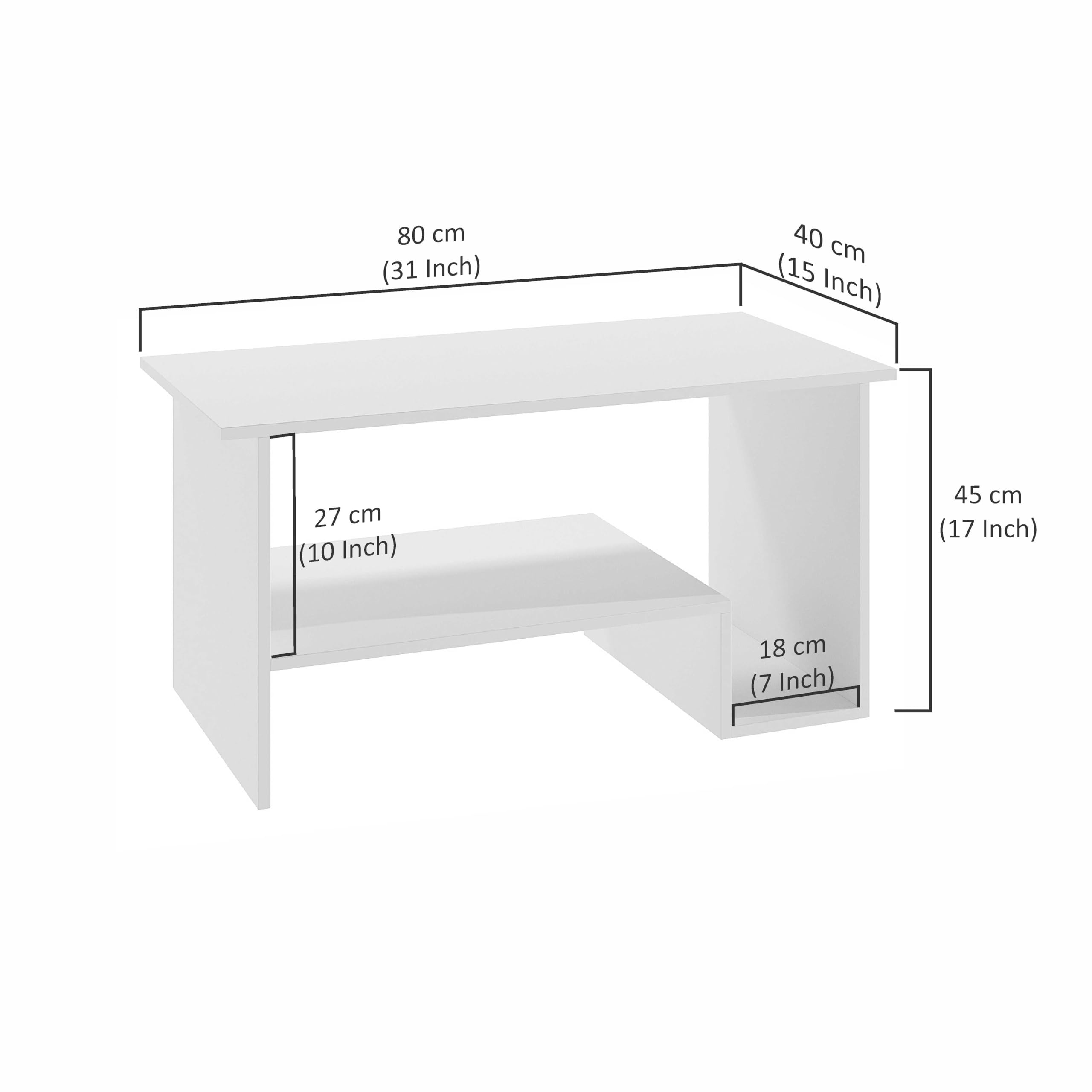 Aster Modern Engineered Wood Center Table with Open Storage Shelves (White) - rear_view