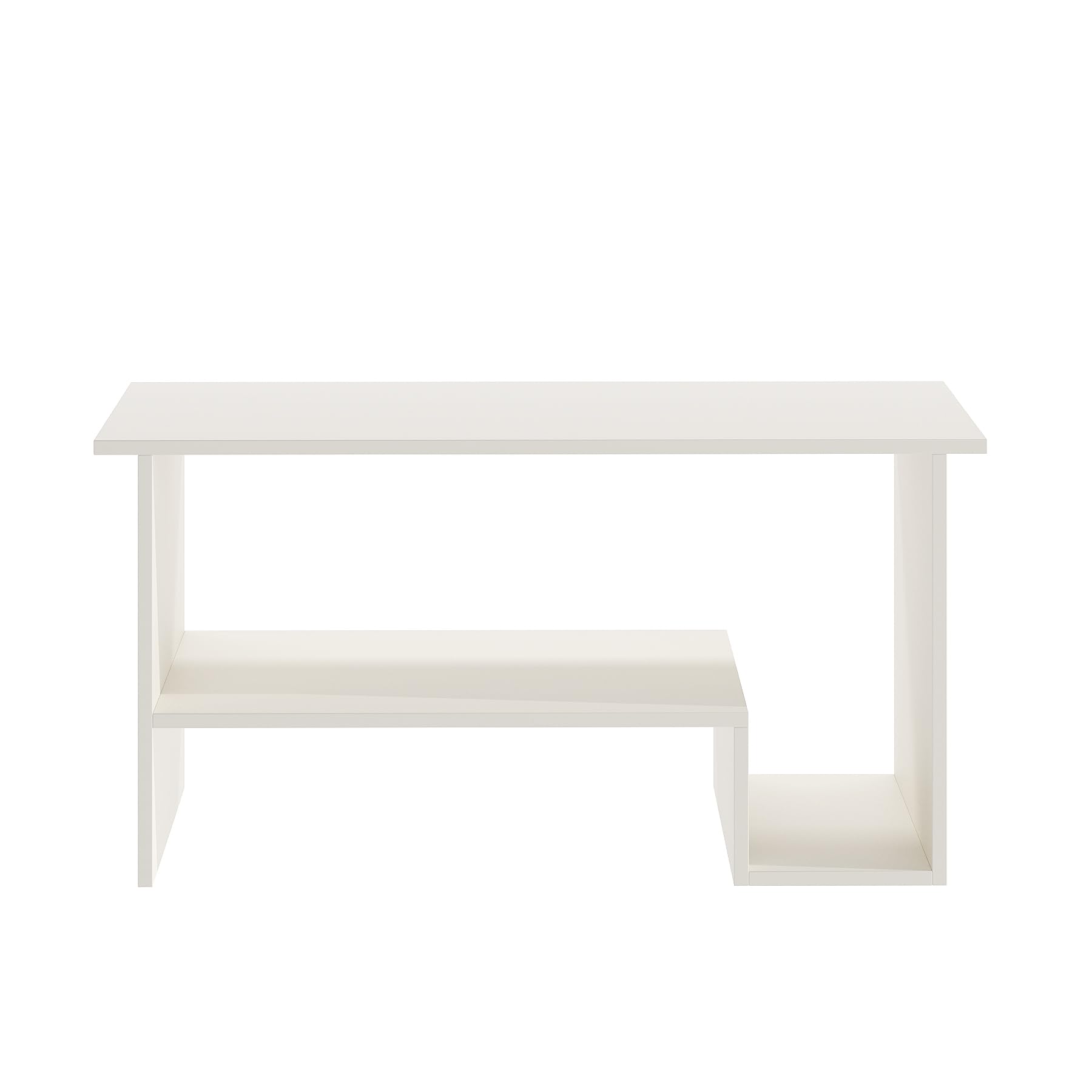 Aster Modern Engineered Wood Center Table with Open Storage Shelves (White) - left_view