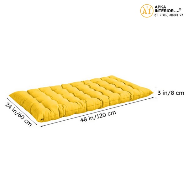 Amber Bliss Floor Cushion (Mustard Yellow) - Set Of Two - front_view