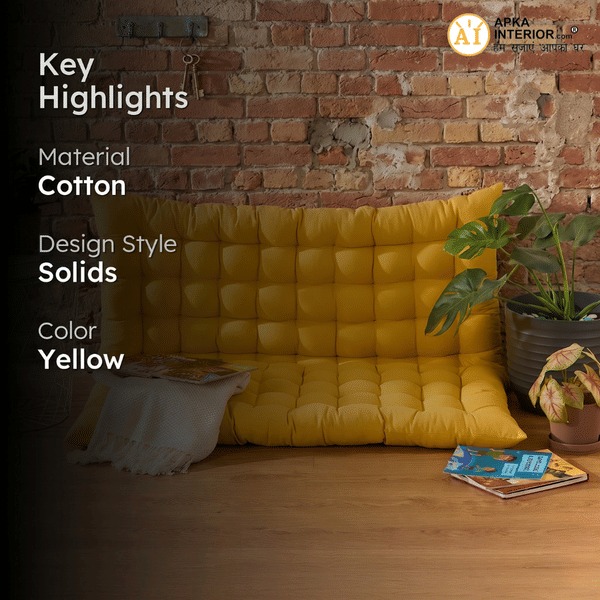 Amber Bliss Floor Cushion (Mustard Yellow) - Set Of Two - top_view