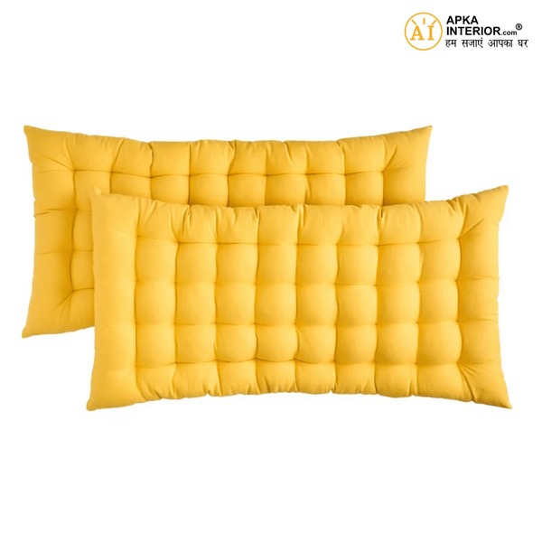 Amber Bliss Floor Cushion (Mustard Yellow) - Set Of Two - rear_view