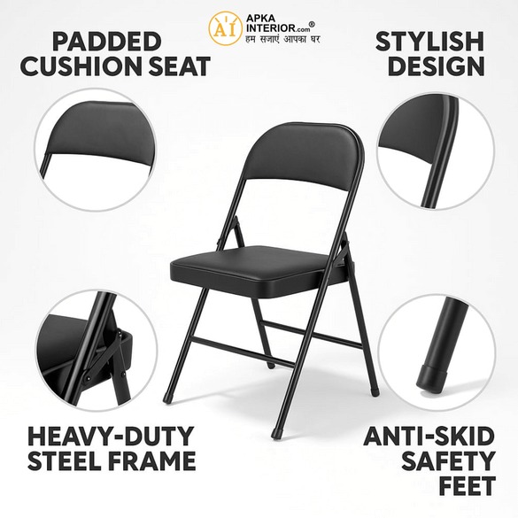 Heavy Duty Folding Chair with Padded Cushion Seat & Backrest - top_view
