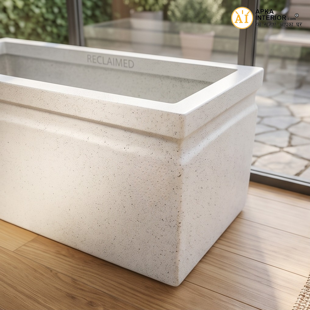 Kwid Window Planter (24x11x11) Inch (Marble White) - rear_view
