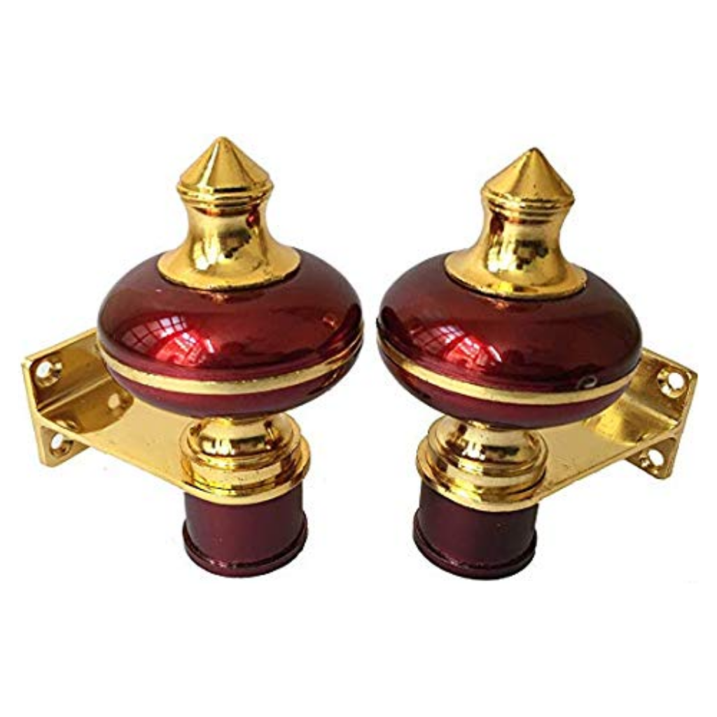 Mandir Curtain Bracket 1 inch (25mm) Maroon Gold Finish – 1 Pair - front-view