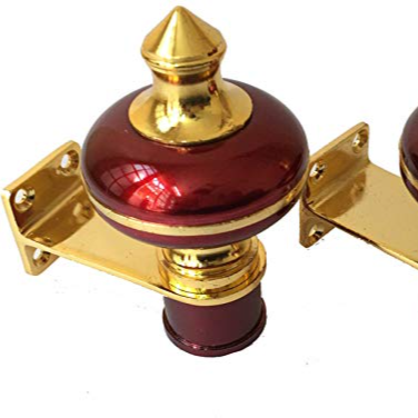 Mandir Curtain Bracket 1 inch (25mm) Maroon Gold Finish – 1 Pair - top-view