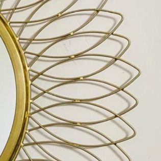 Engineered Iron Round Wall Mirror in Golden Colour - left_view