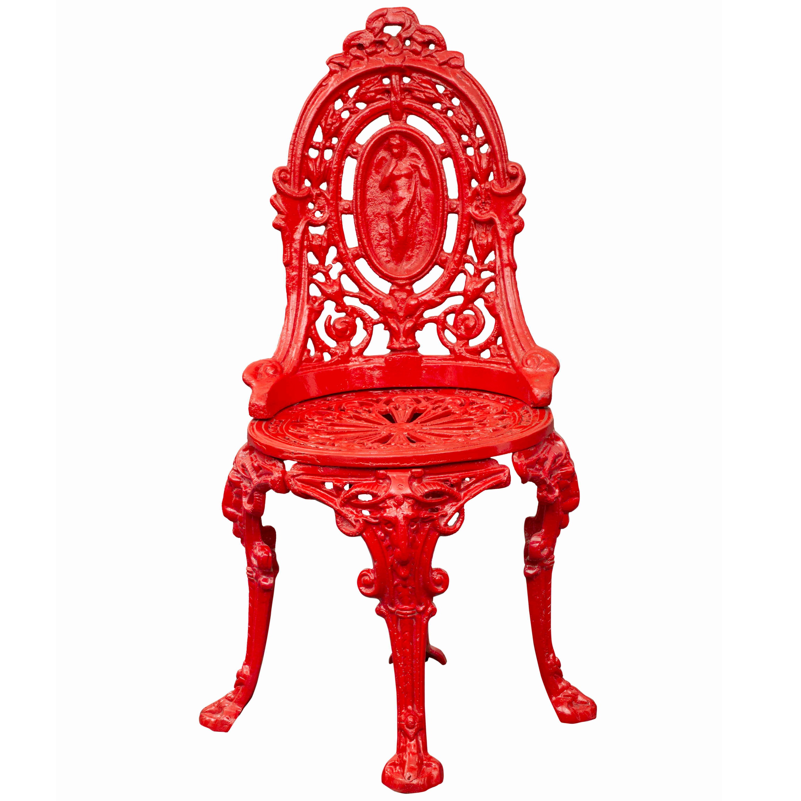 Crimson Red color Iron Chair - front_view