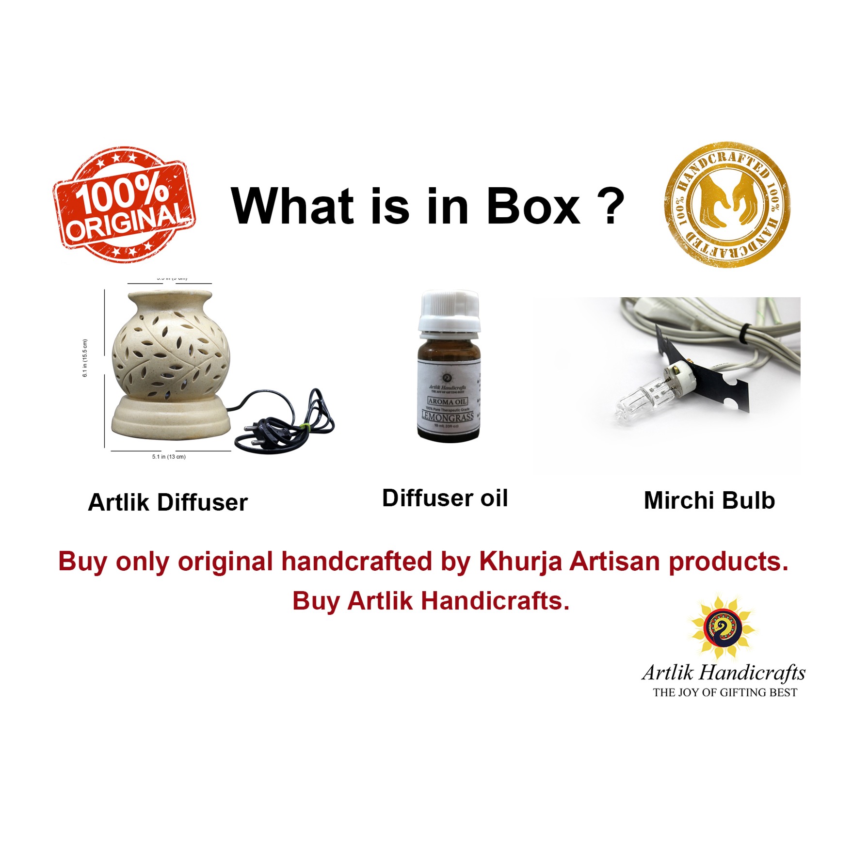 Oil Ceramic Matka Shape Diffuser Burner with Electric Bulb - rear_view