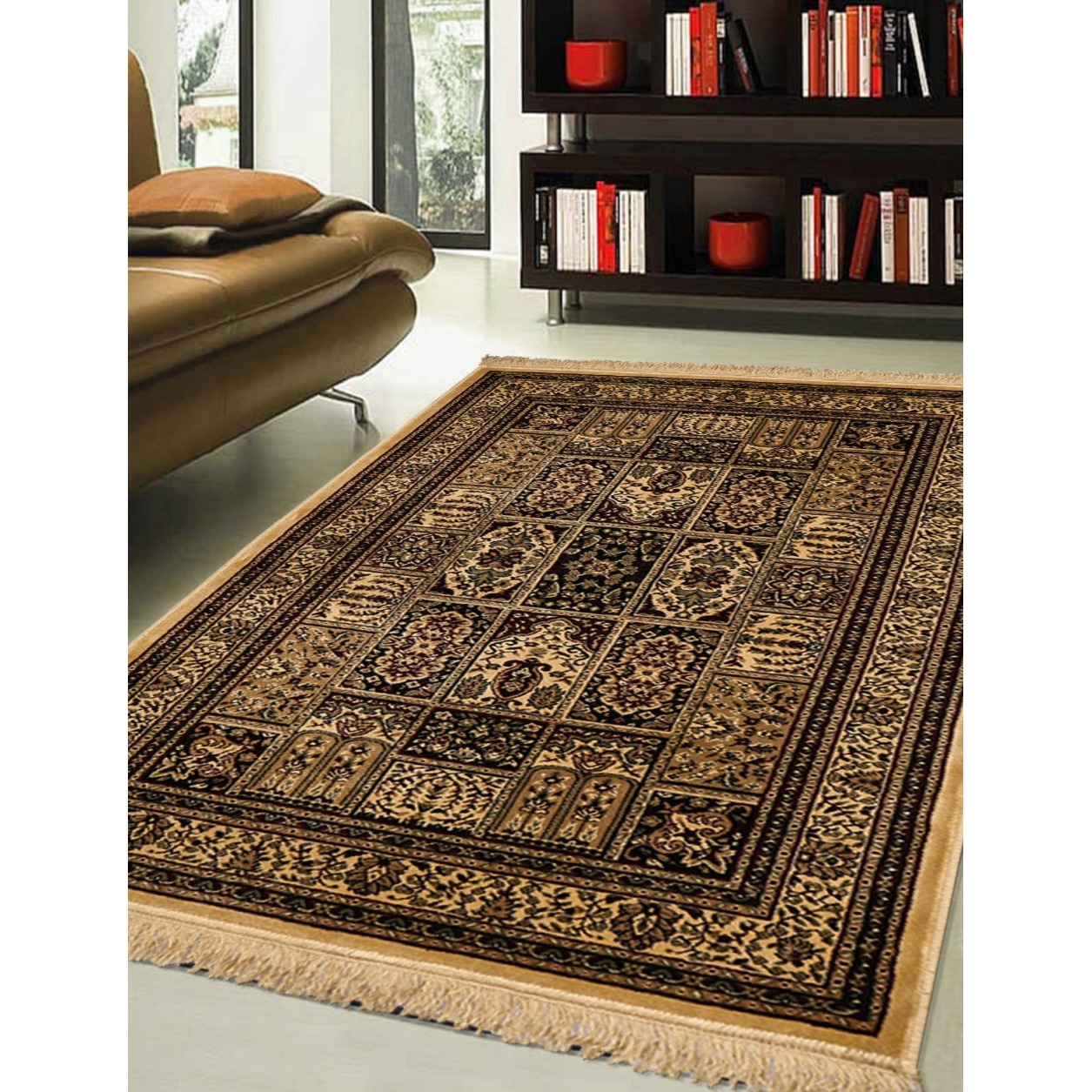 Viscose Carpet, 5x7 SQFT, 6mm Thick Oriental and Traditional Carpet - left_view