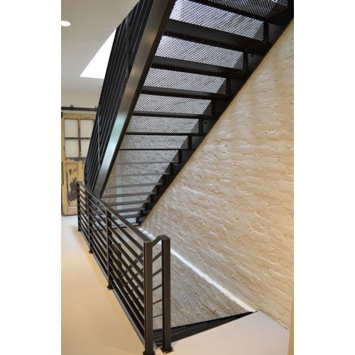 Black Mild Steel MS Staircase Railing I 10x0.25x3 foot - top-view
