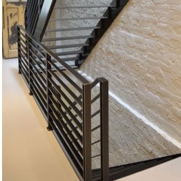 Black Mild Steel MS Staircase Railing I 10x0.25x3 foot - rear-view